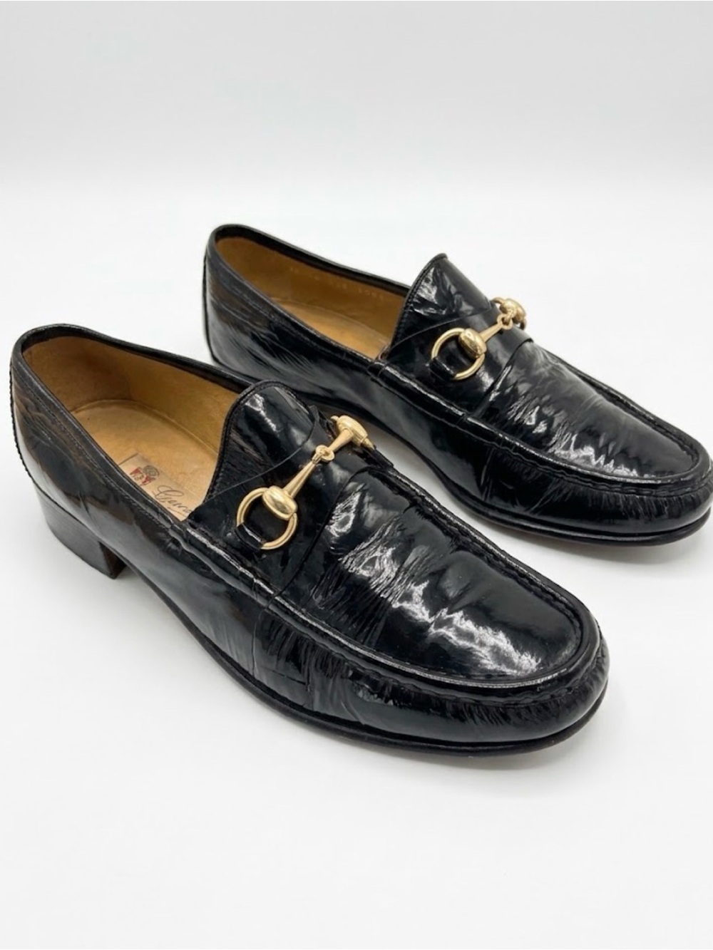 Gucci Black Patent Leather Horsebit Mens Loafers 9.5 US 43 M